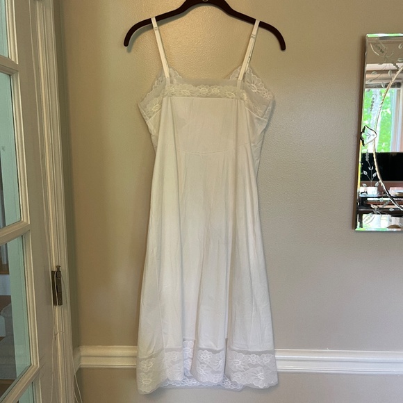 VANITY FAIR Vintage 1960s White Floral Lace Slip Dress Size L - Picture 7 of 8
